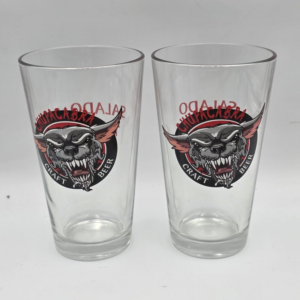 Chupacabra Craft Beer Glass 16 oz. Salado Texas Set Of 2
